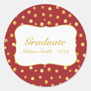 Golden Polka Dots Graduate Sticker