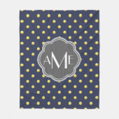 Golden Polka Dots & Grau Mit Monogramm Fleecedecke (Vorderseite)