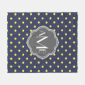 Golden Polka Dots & Grau Mit Monogramm Fleecedecke (Vorderseite (Horizontal))