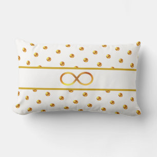 Golden Polka Dots & Infinity Symbol auf Weiß Lendenkissen