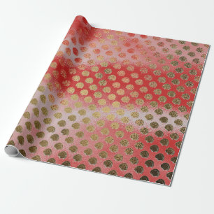Golden Polka Dots Muster mit farbenfroher Schatten Geschenkpapier