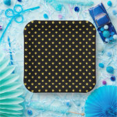 Golden Polka Dots on Black Pappteller (Party)