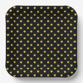 Golden Polka Dots on Black Pappteller (Vorderseite)