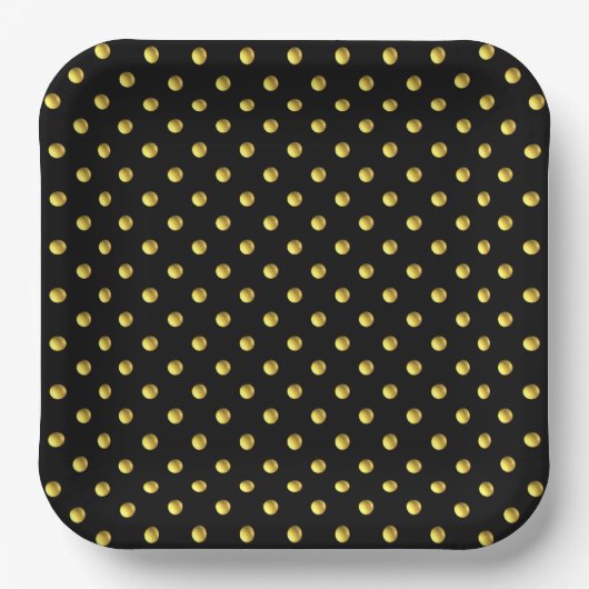 Golden Polka Dots on Black Pappteller (Vorderseite)