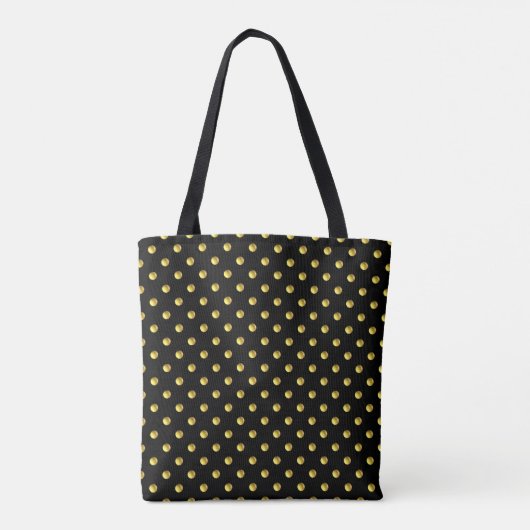 Golden Polka Dots on Black Tasche (Rückseite)