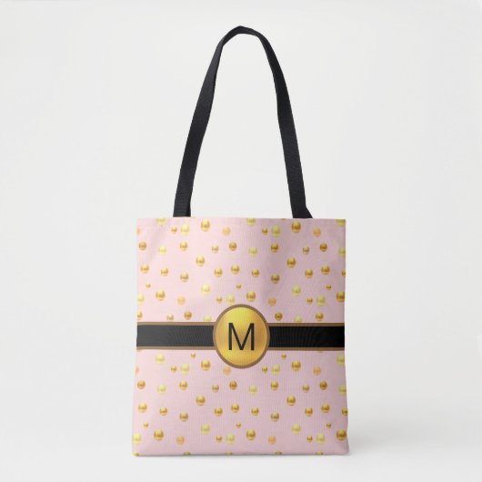 Golden Polka Dots on Pink Tasche (Vorderseite)