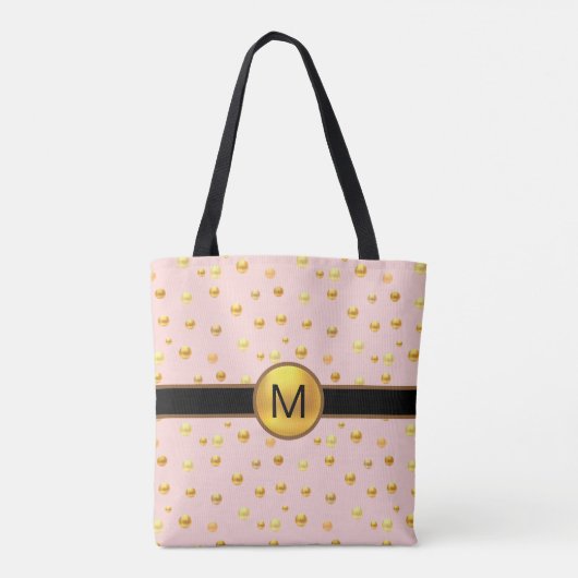 Golden Polka Dots on Pink Tasche (Rückseite)