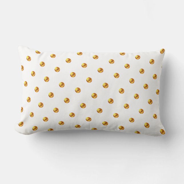 Golden Polka Dots on White Lendenkissen (Vorderseite)