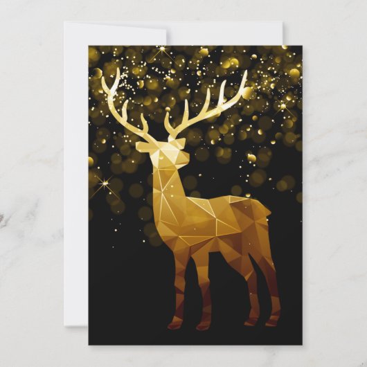 Golden Polygon Geometric Deer Feiertagskarte (Vorderseite)
