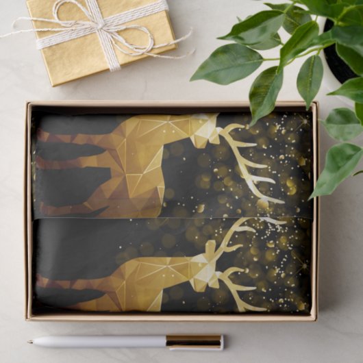 Golden Polygon Geometric Deer Seidenpapier (Geschenk)