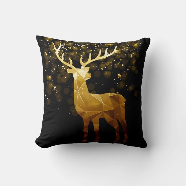 Golden Polygon Geometric Hirsch Kissen (Vorderseite)