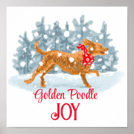 Golden Poodle Holiday Poster Happy Hund genießt Sc