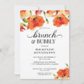 Golden Poppy Brunch Bubbly Brautparty Einladung (Vorderseite)