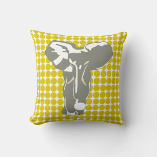 Golden Poppy Safari Dot mit Pop Art Elephant Kissen