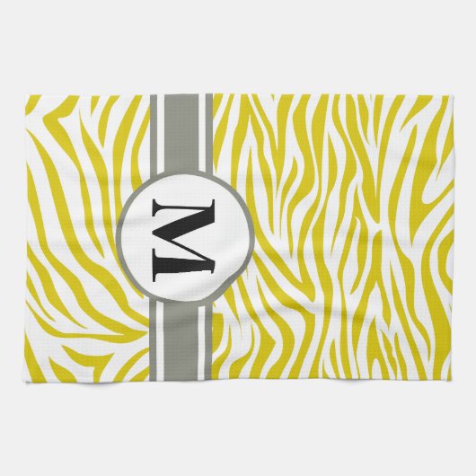 Golden Poppy Safari Zebra mit Monogramm Handtuch (Horizontal)