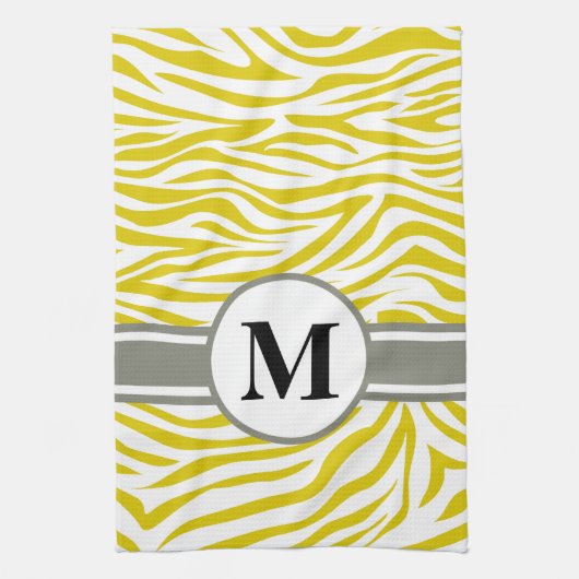 Golden Poppy Safari Zebra mit Monogramm Handtuch (Vertikal)