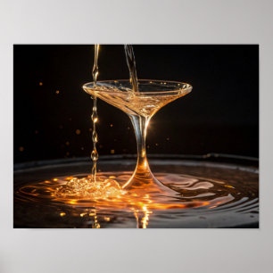 Golden Pour: Flüssiges Gold in einem Cocktailglas Poster