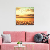 Golden Prairie Sunset Wind – Vintage Canvas Art Leinwanddruck (Insitu (Wohnzimmer))