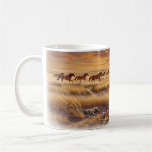 Golden Prairie Wild Horses Holding Hands Becher Kaffeetasse