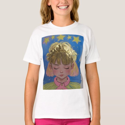 Golden Princess Star Design T-Shirt (Vorderseite)
