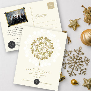Golden Prosperous Bloom Your Business Logo Elegant Feiertagspostkarte
