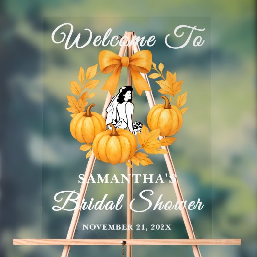 Golden Pumpkin Fall Brautparty Willkommen Acrylschild (Neutral)