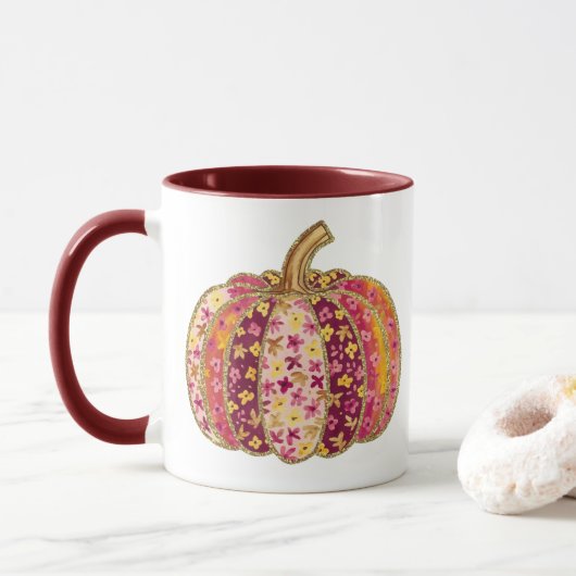 Golden Pumpkin & Floral Delight Coffee Tasse (Mit Donut)