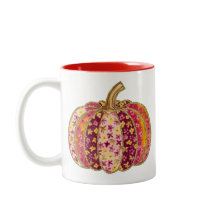 Golden Pumpkin & Floral Delight Coffee Tasse