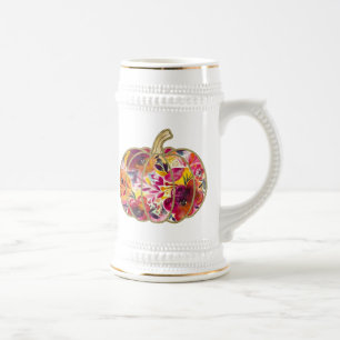 Golden Pumpkin & Floral Delight Coffee Tasse