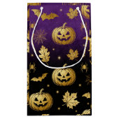Golden Pumpkin Glow – Elegant Halloween Gift Bag Kleine Geschenktüte (Rückseite)