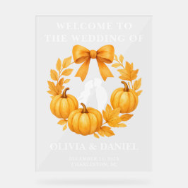 Golden Pumpkin Hochzeit im Herbst Willkommen Acrylschild