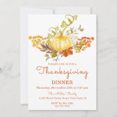 Golden Pumpkin und Herbstlaub Einladung (Vorderseite)