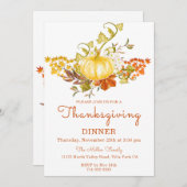 Golden Pumpkin und Herbstlaub Einladung (Vorne/Hinten)