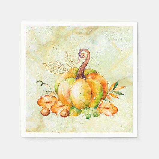 Golden Pumpkin Watercolor Paper Napkin Serviette (Vorderseite)