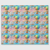 Golden Puppy Boy's Name Birthday Balloon Rainbow Geschenkpapier (Flach)