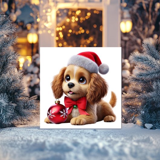 Golden Puppy mit Ornament Feiertagskarte