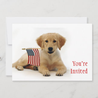 Golden Puppy und American Flag Einladung