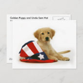 Golden Puppy und Uncle Sam Hat Postkarte (Vorne/Hinten)