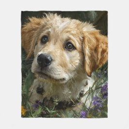 Golden Puppy Wildflower Blick Fleecedecke