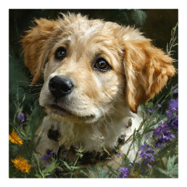 Golden Puppy Wildflower Blick Fotodruck