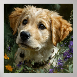 Golden Puppy Wildflower Blick Poster