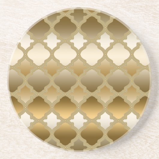 Golden Quatrefoil marokkanisches Gittermuster Getränkeuntersetzer (Vorne)