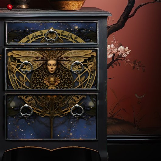 Golden Queen Bee Steampunk Art Nouveau Seidenpapier