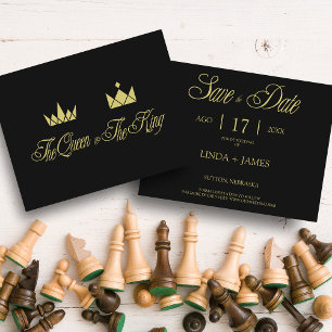 Golden Queen & King Crowns für Hochzeiten Mitteilungskarte