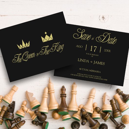 Golden Queen & King Crowns für Hochzeiten Mitteilungskarte