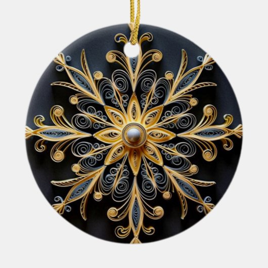 Golden Quill Snowflake Ornament (Vorne)