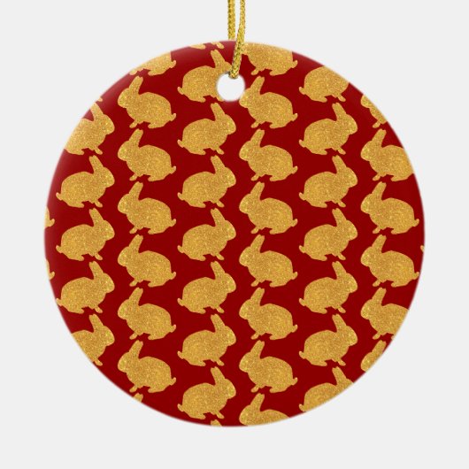 Golden Rabbits Keramik Ornament (Vorne)