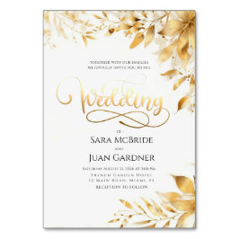 Golden Radiance Botanical Wedding Invitation Card Tischnummer