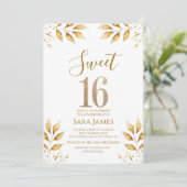 Golden Radiance Sweet 16 Invitation Einladung (Stehend Vorderseite)
