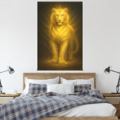 Golden Radiance White Tiger – Premium Fantasy Art Leinwanddruck (Insitu (Schlafzimmer))